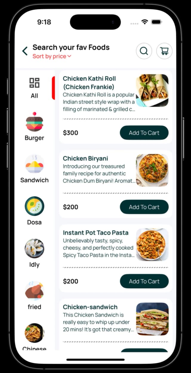 Screenshots of the ProzenEats app displaying restaurant menus, order placement, and delivery tracking