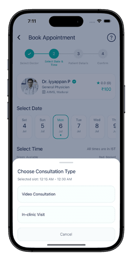Prozen Care patient application screen