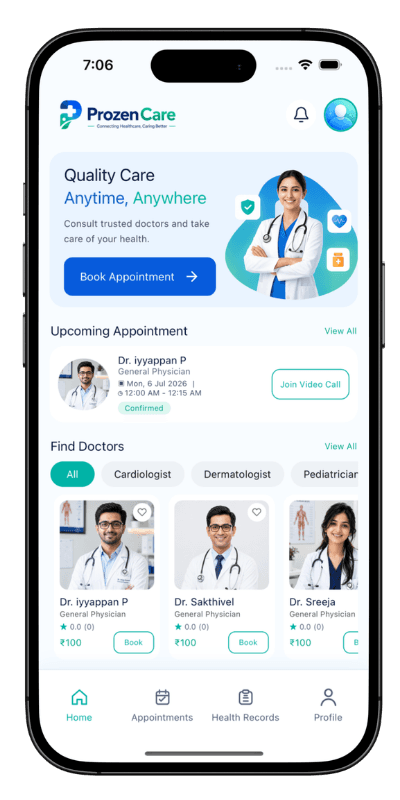 Prozen Care product screen 3