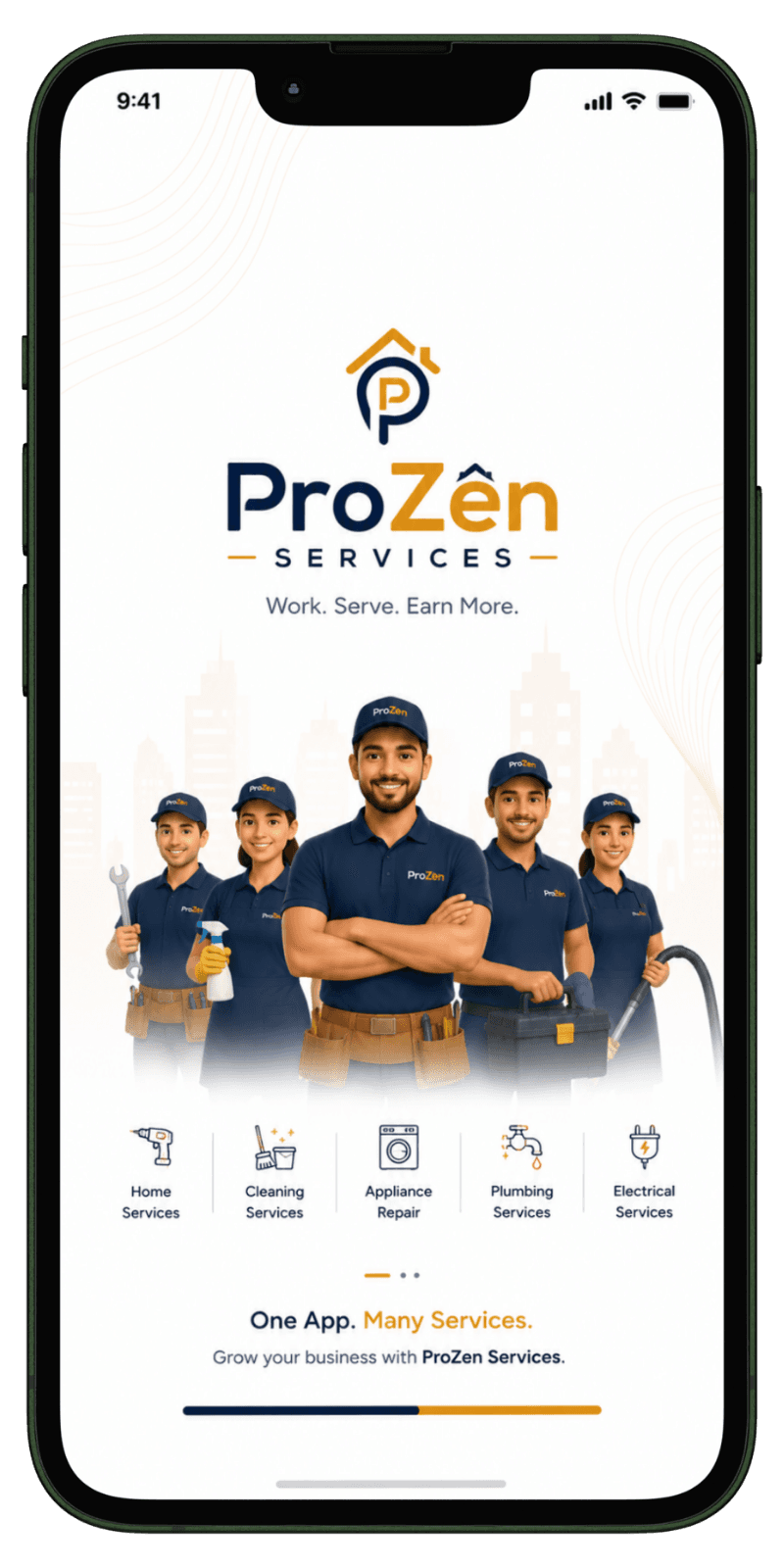 Service Partner App Splash Screen Service partner app splash screen for home services platform