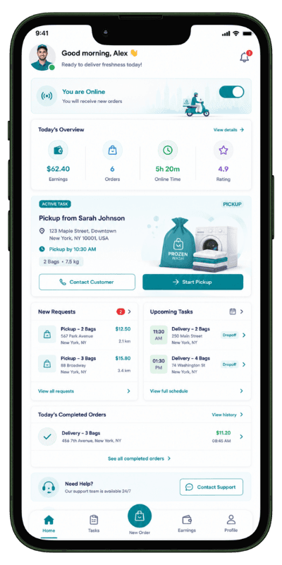 Laundry pickup and delivery task management Laundromat software pickup and delivery workflow