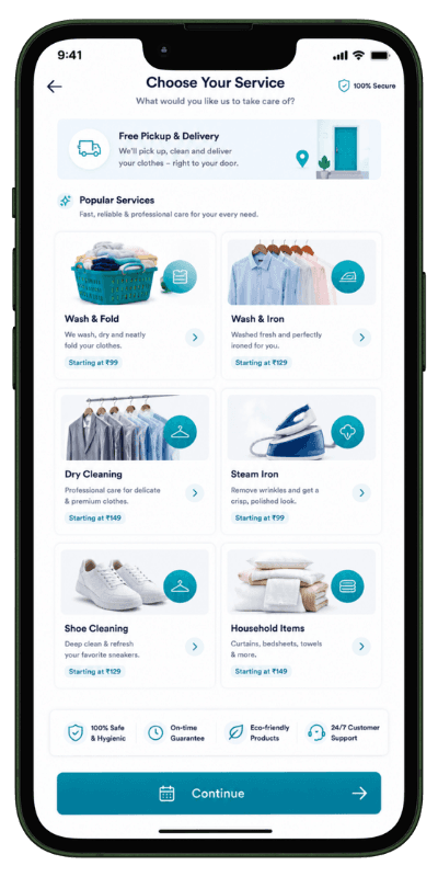 Prozen Wash product screen 2